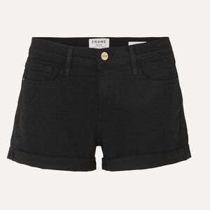 Frame Le Cutoff Black Denim Cuffed Shorts